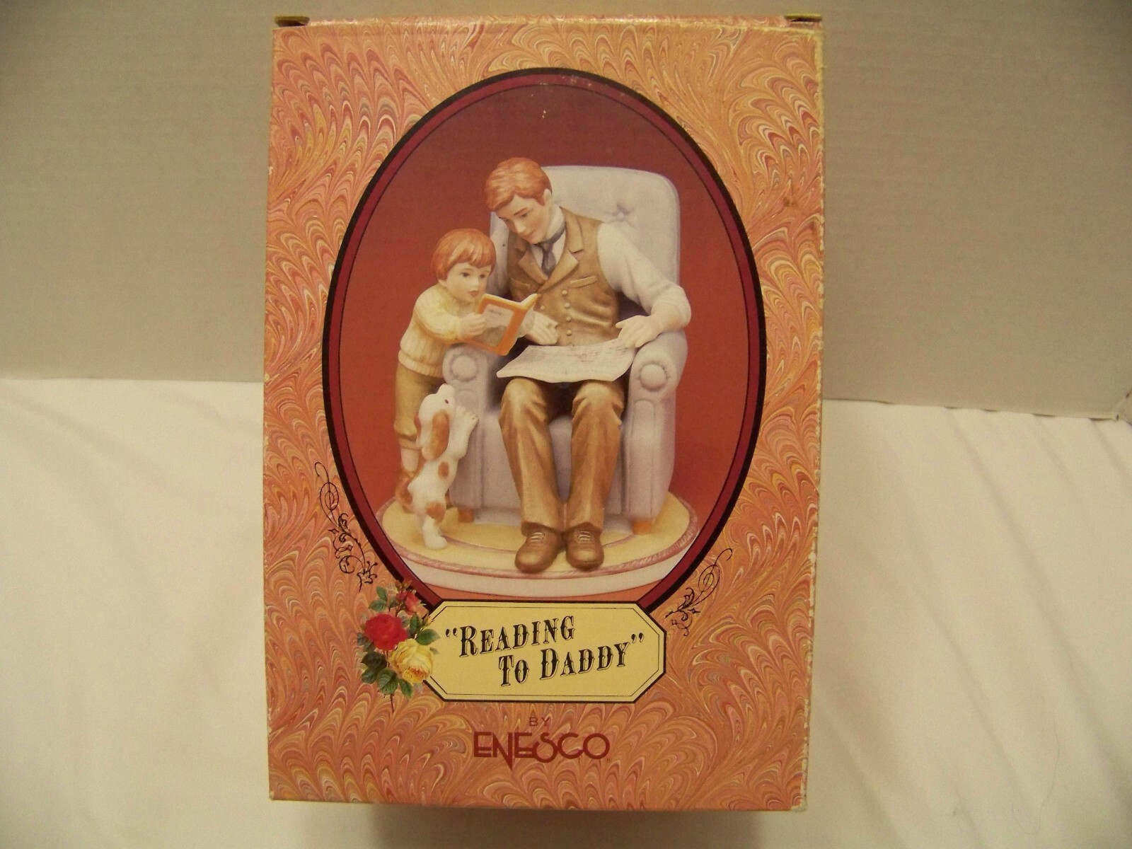 ENESCO SIGNED GG SANTIAGO TREASURED MEMORIES FATHER AND SON READING TO DADDY  