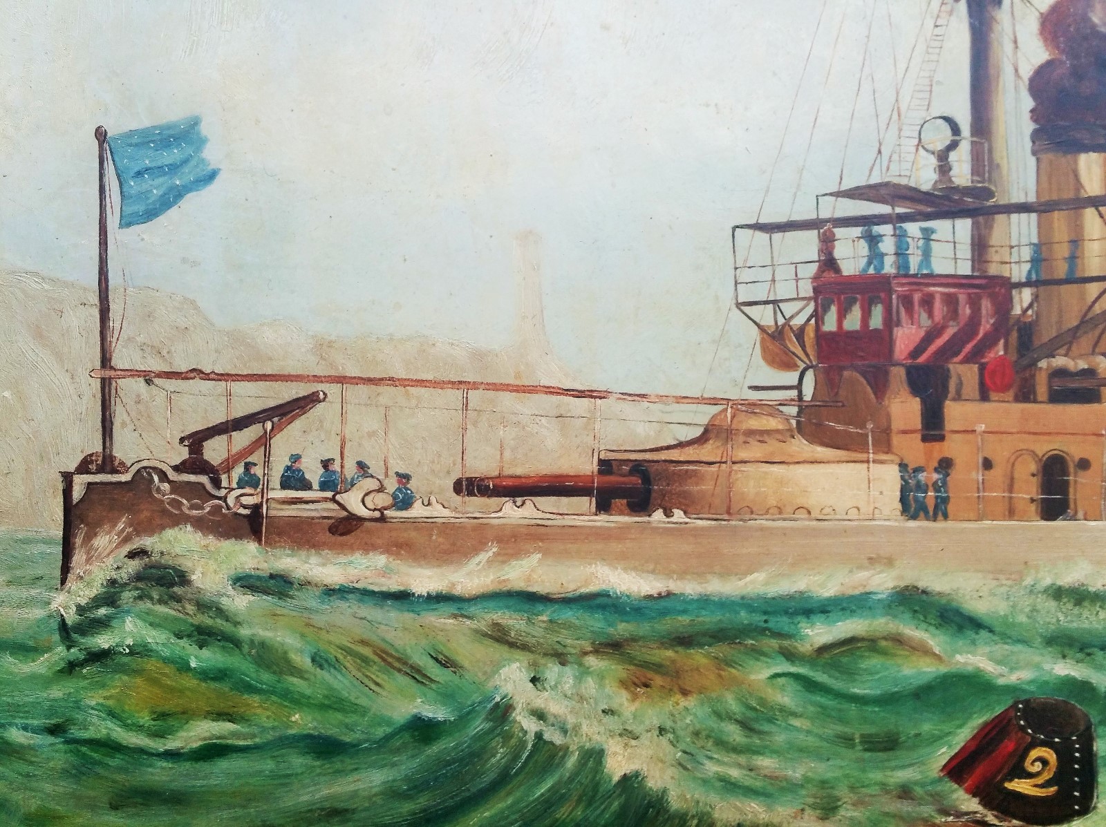 1869 JOHN SCOTT antique british painting civil war navy ship battleship nautical