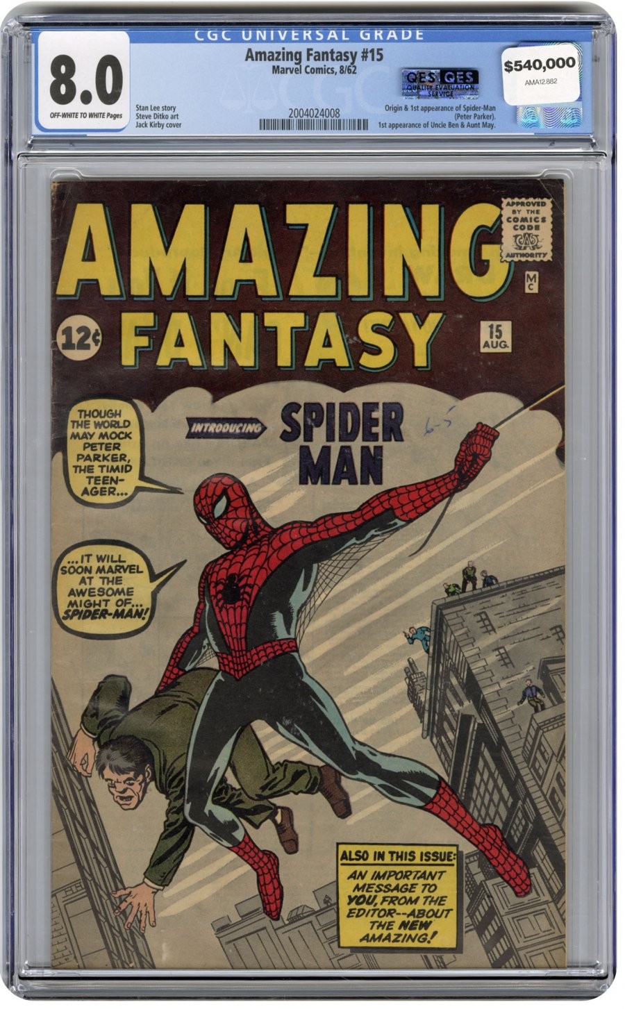 Marvel - AMAZING FANTASY #15 - Grade 8.0 - Comic Book Marvel - AMAZING FANTASY #15 - Grade 8.0 - Comic Book