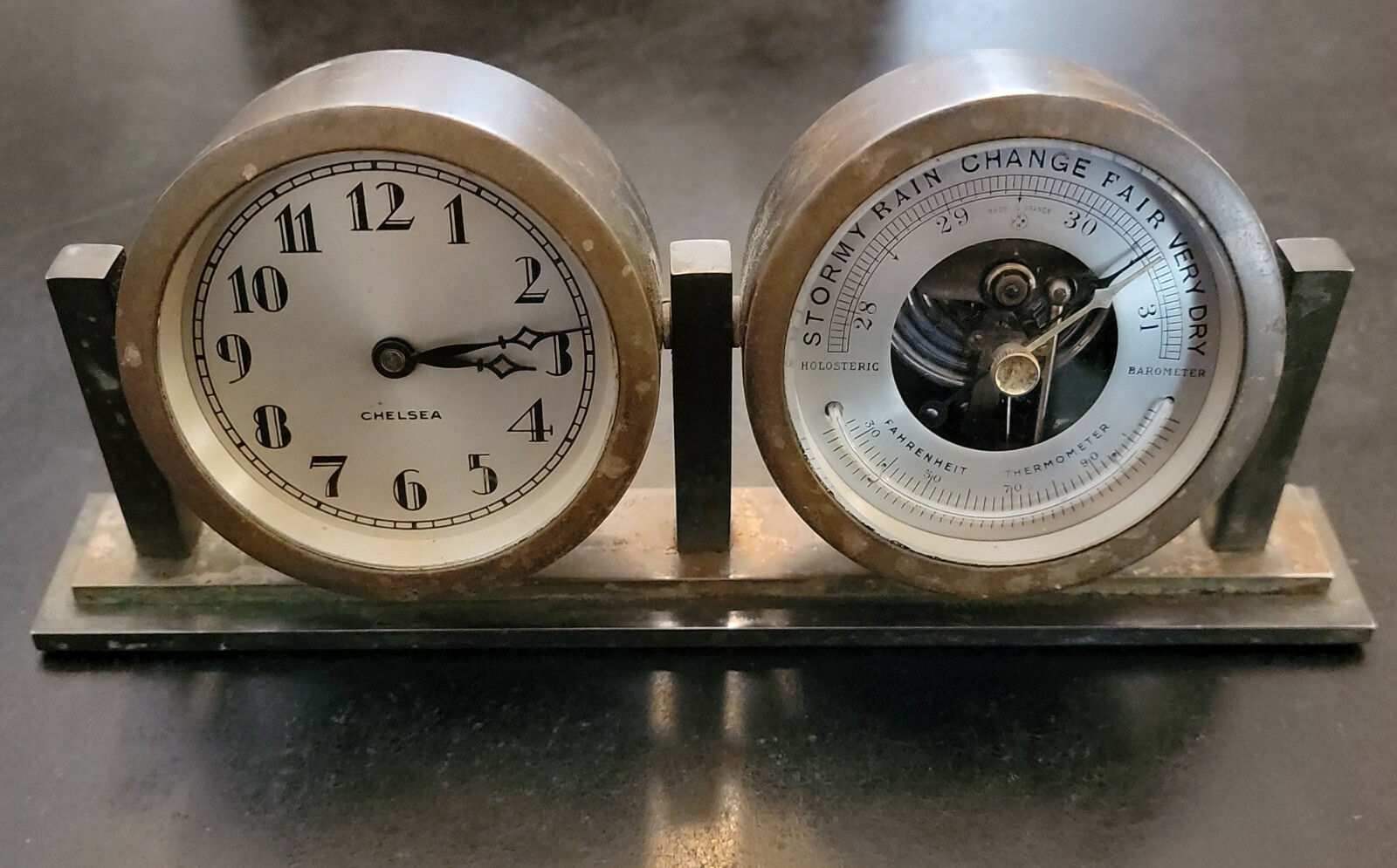 ANTIQUE SHIPS DESK SET NAUTICAL CHELSEA HALOSTERIC BAROMETER ANTIQUE SHIPS DESK SET NAUTICAL CHELSEA HALOSTERIC BAROMETER