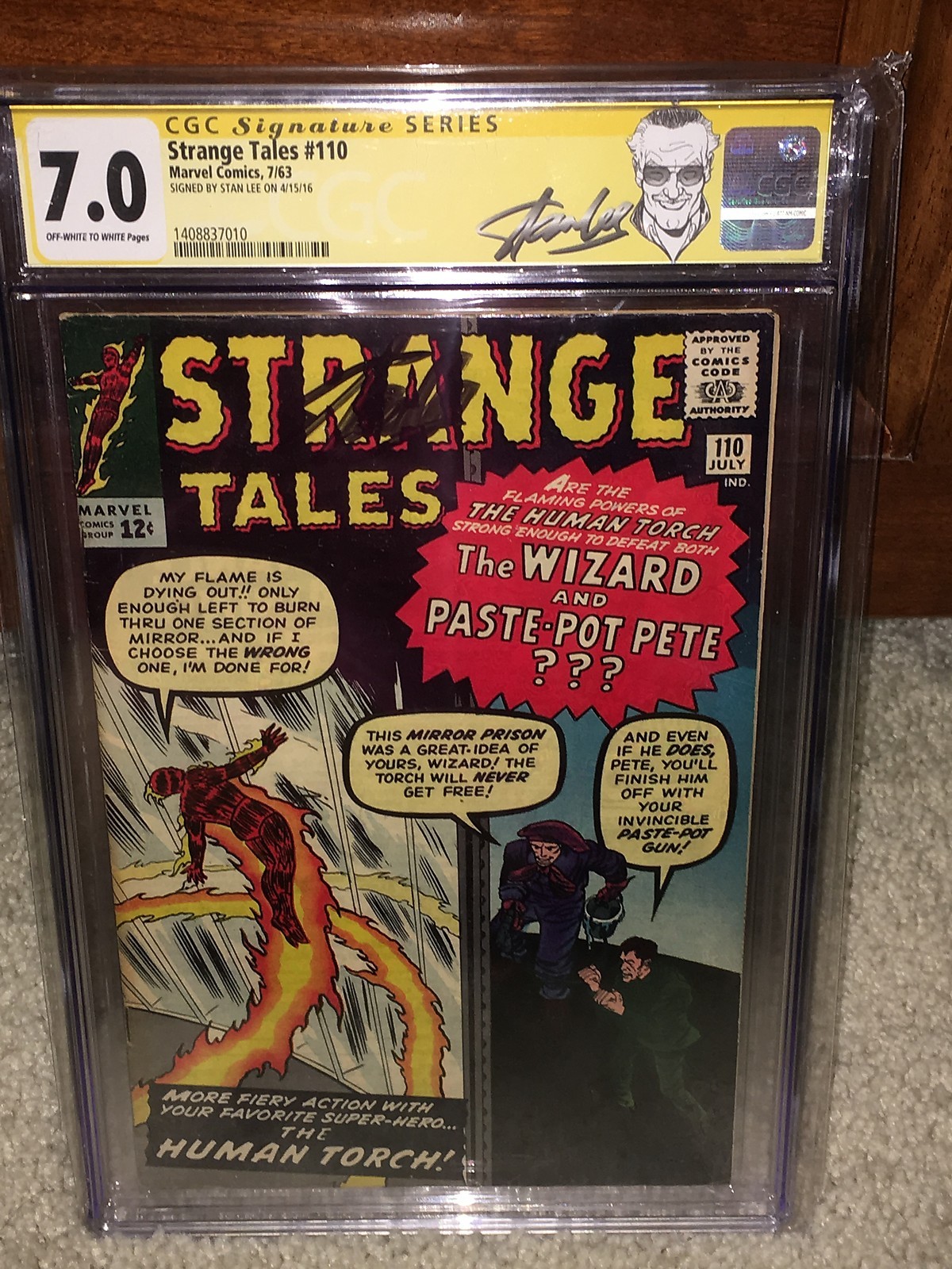 Strange Tales #110 CGC 7.0 1963 Stan Lee Signature 1st Doctor Strange G11 H cm