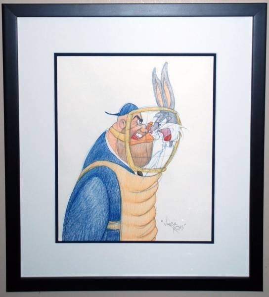 BUGS BUNNY Original Drawing VIRGIL ROSS Signed Looney Tunes Key Animation Cel BUGS BUNNY Original Drawing VIRGIL ROSS Signed Looney Tunes Key Animation Cel