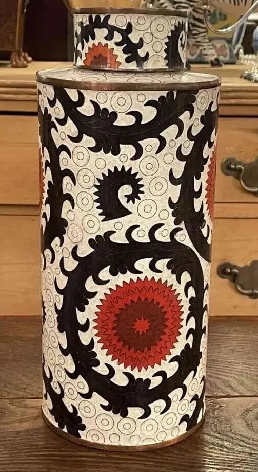 RARE Fabienne Jouvin Paris Designer Large Cloisonne Canister 