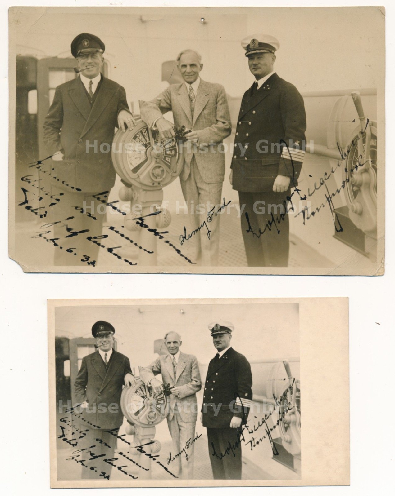 145753: Original Photo + Signatures: HENRY FORD, GRAF VON LUCKNER, GOAT LEG