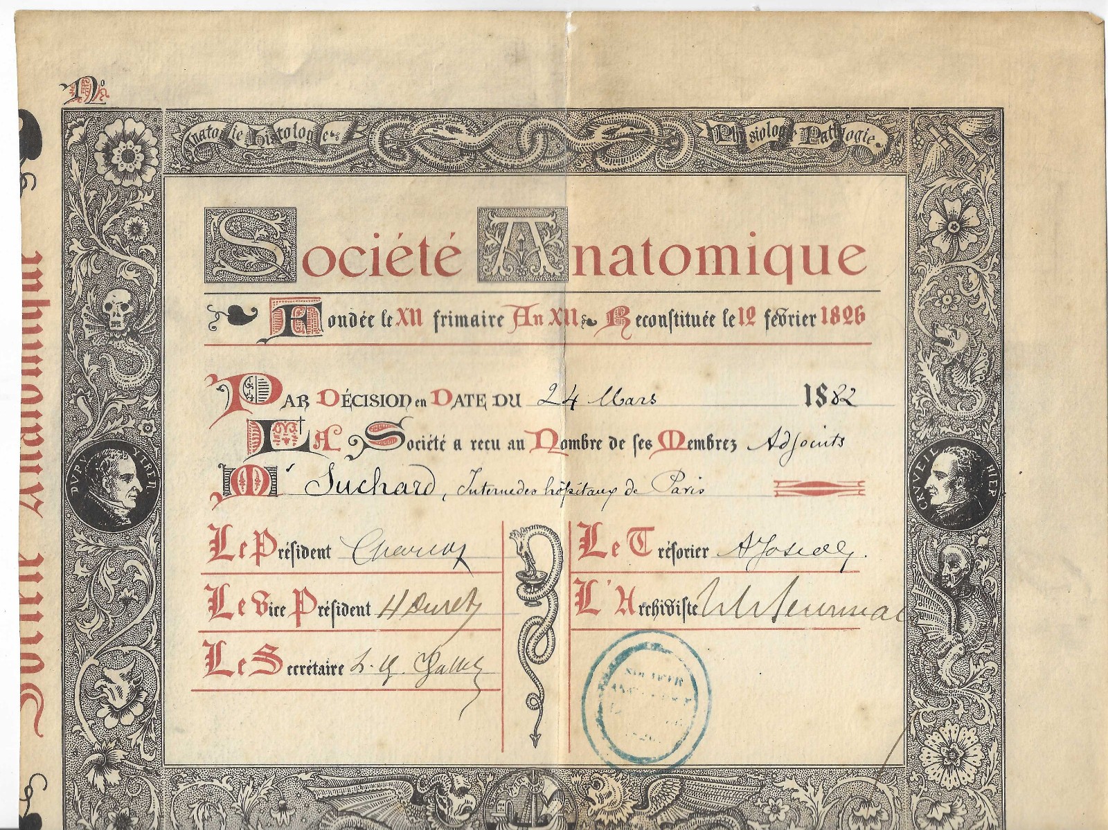 Jean Martin CHARCOT President of the Anatomical Society - 1882