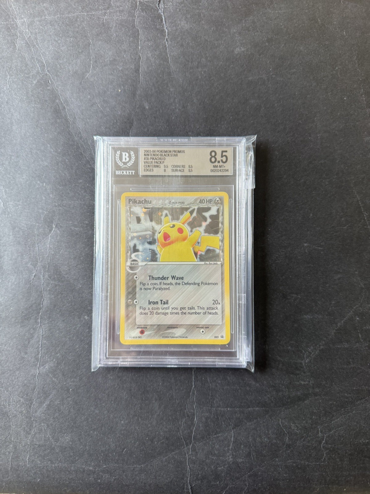 2003-06 Pokemon Pikachu #035 Promos Nintendo Black Star Value Pack BGS 8.5 2003-06 Pokemon Pikachu #035 Promos Nintendo Black Star Value Pack BGS 8.5