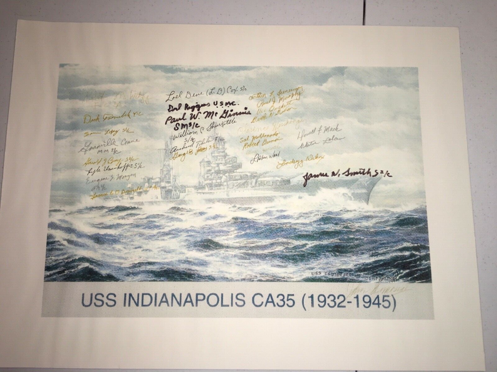 USS Indianapolis Print Signed by 27 Survivors 18 USS Indianapolis Print Signed by 27 Survivors 18