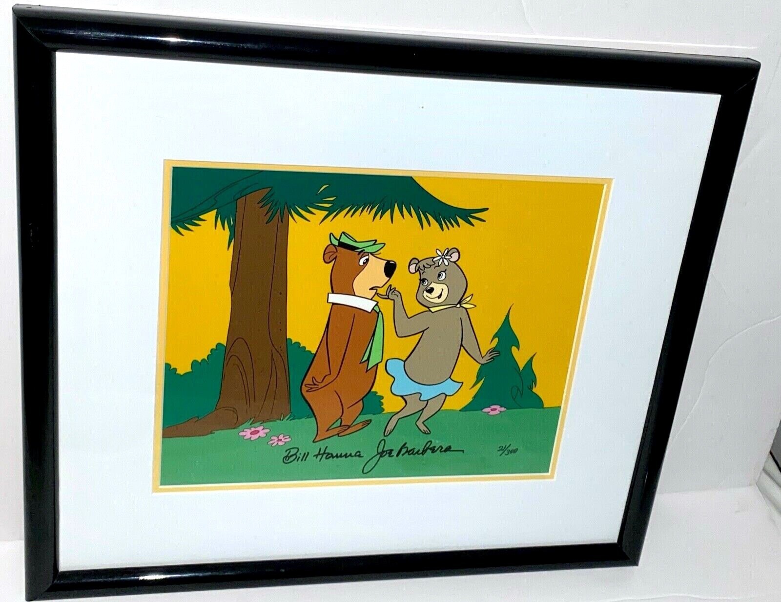 Hanna Barbera Cel Signed Yogi Bear Cindy Bear Flirting #21/300 Iraj Paran COA