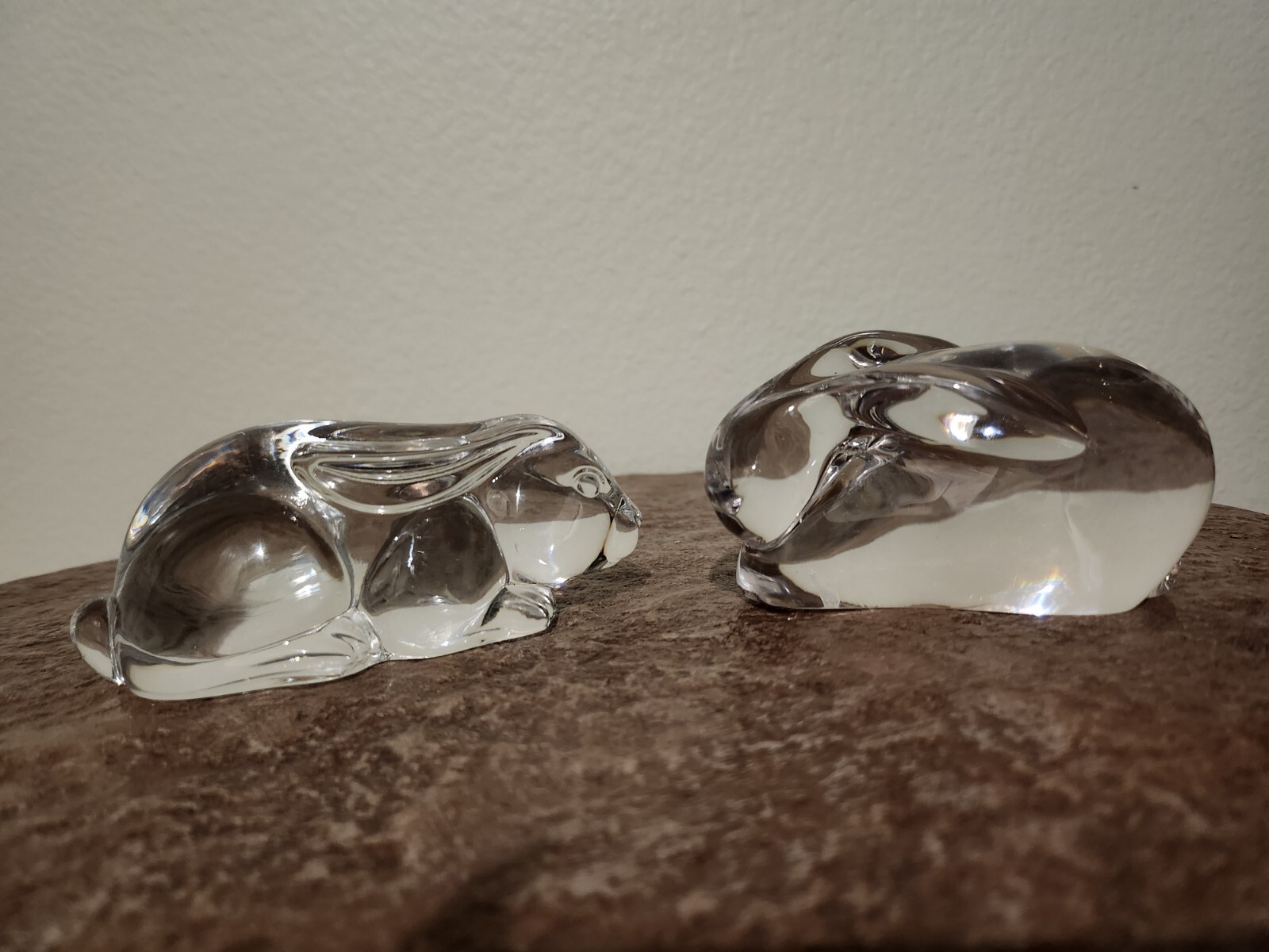Bunny Rabbit Hare Figurine vtg Easter Crystal Glass Set Of Two Bunny Rabbit Hare Figurine vtg Easter Crystal Glass Set Of Two
