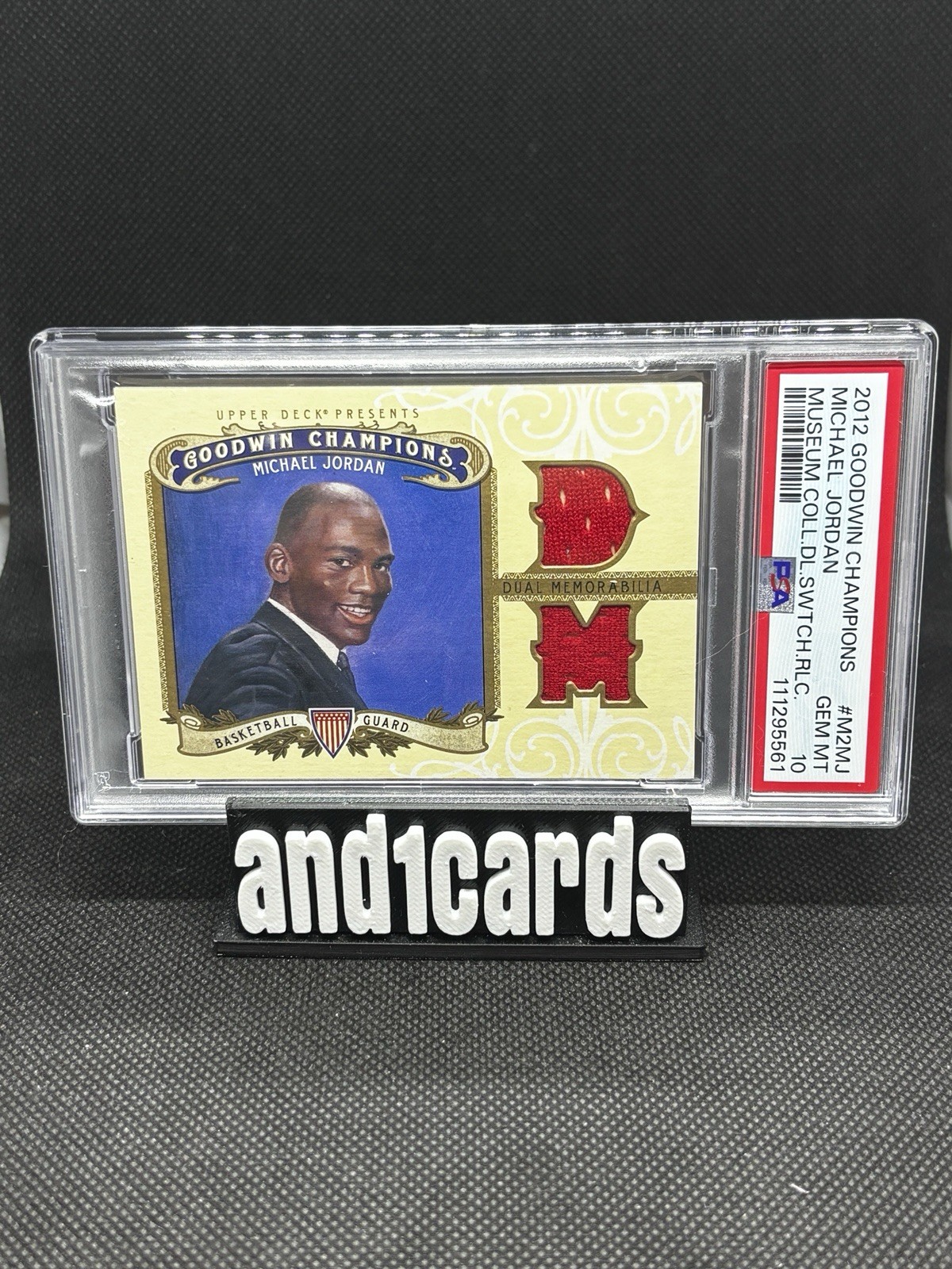 2012 GOODWIN CHAMPIONS DUAL MEMORABILIA #M2-MJ MICHAEL JORDAN PSA 10 POP 3