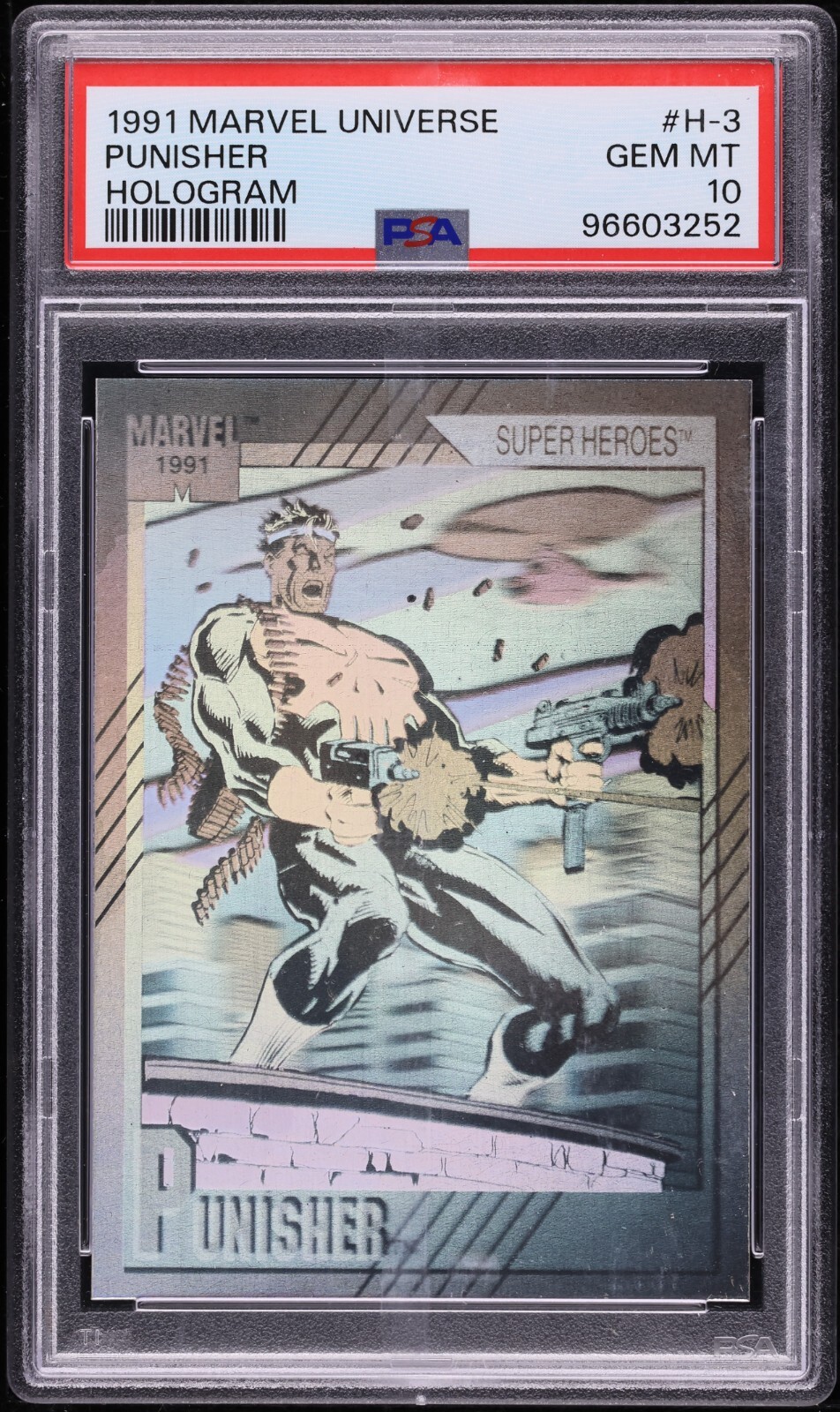 POP 1: 1991 MARVEL UNIVERSE SERIES II HOLOGRAM PUNISHER #H-3 PSA 10 1ST INSERT