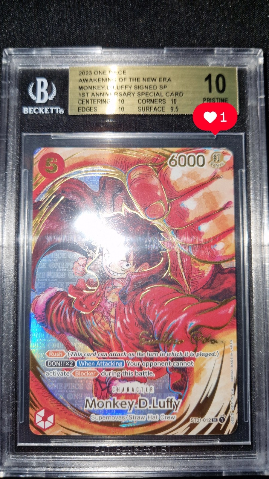 Monkey.D.Luffy ST01-012 Oda signed - BGS 10 - English 1st Anniversary NO SHIPPING