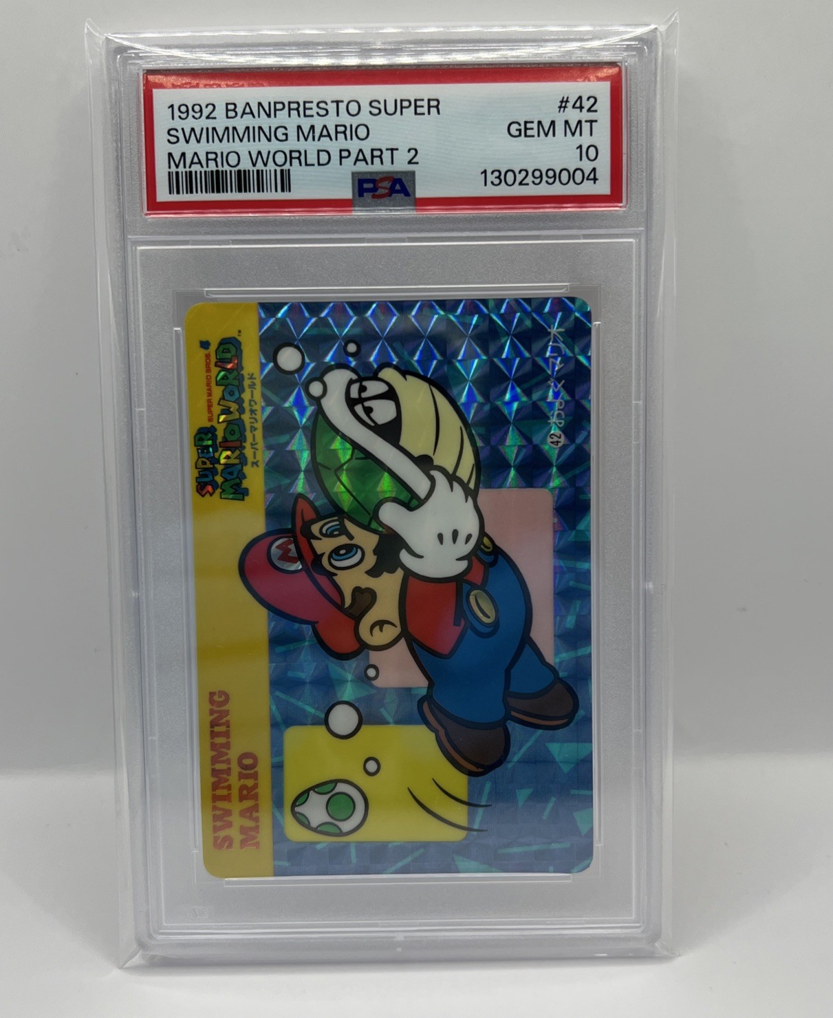 1992 BANPRESTO SUPER MARIO WORLD PART 2 #42 SWIMMING MARIO PSA 10 (POP 1)