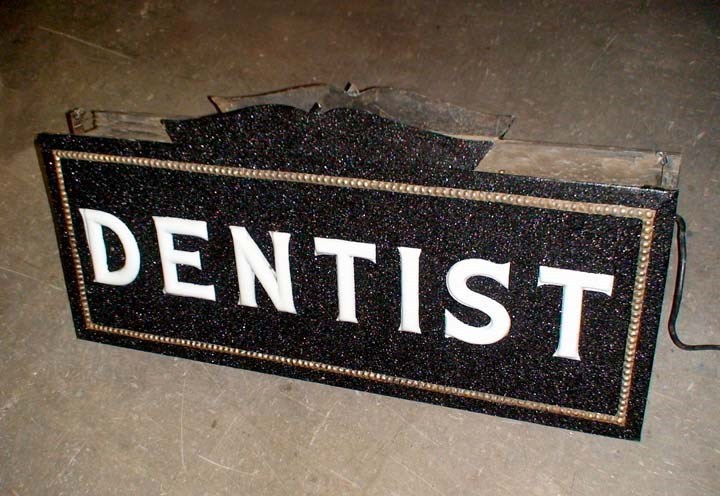 1920's Antique pre neon Dentist sign milk glass letters w/ porcelain bulb socket