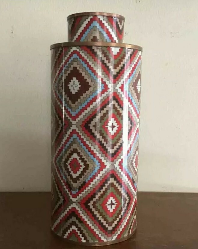 RARE Mid 20th Century Fabienne Jouvin Paris “Kaleidoscope” Cloisonné Tall Jar RARE Mid 20th Century Fabienne Jouvin Paris “Kaleidoscope” Cloisonné Tall Jar