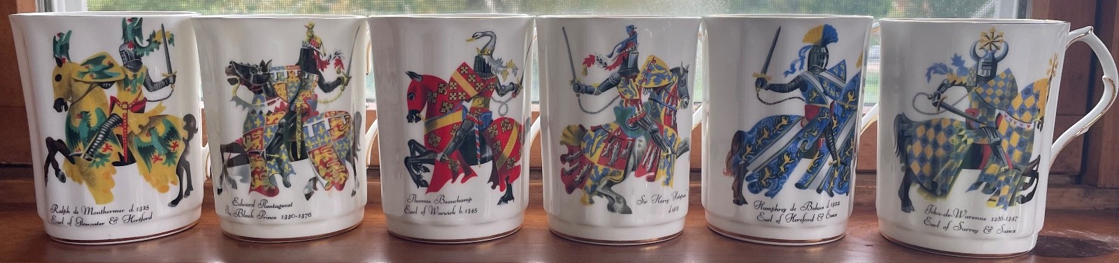 Royal Windsor Fine Bone English China MEDIEVAL KNIGHTS set of Six Complete