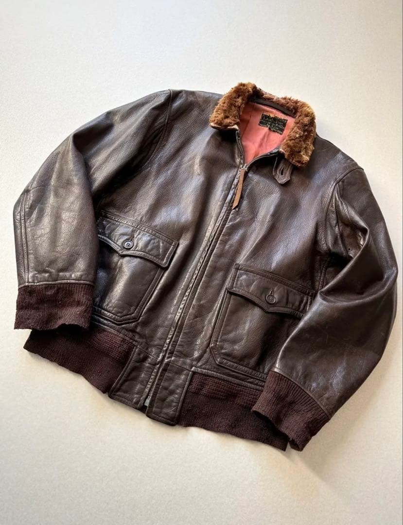H&L Block USN M-422A Flight Jacket 40s WW2 Size 40 G-1 US Navy Brown Authentic H&L Block USN M-422A Flight Jacket 40s WW2 Size 40 G-1 US Navy Brown Authentic