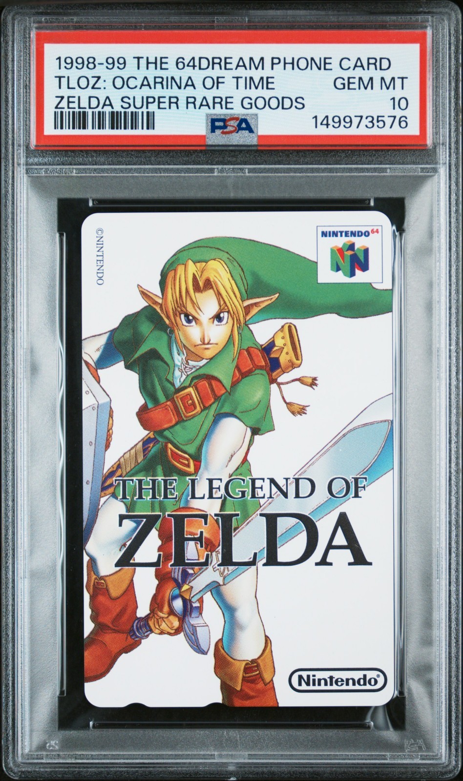 1998-99 64Dream Zelda Ocarina Of Time Phone Card PSA 10 - Rare🔥10 Copies Only📈 1998-99 64Dream Zelda Ocarina Of Time Phone Card PSA 10 - Rare🔥10 Copies Only📈