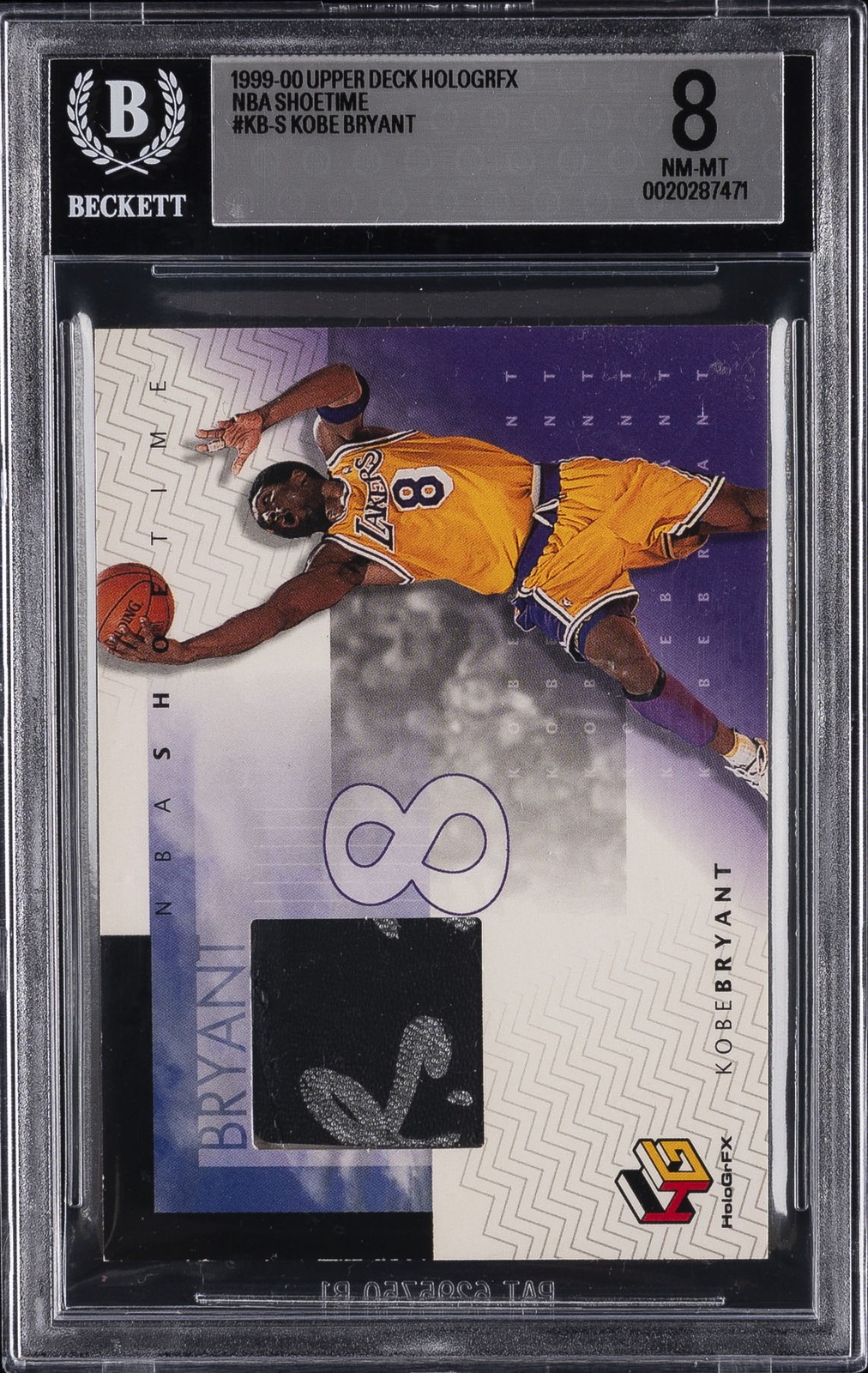 1999-00 UD HOLOGRFX NBA SHOETIME #KB-S KOBE BRYANT BGS 8 1999-00 UD HOLOGRFX NBA SHOETIME #KB-S KOBE BRYANT BGS 8