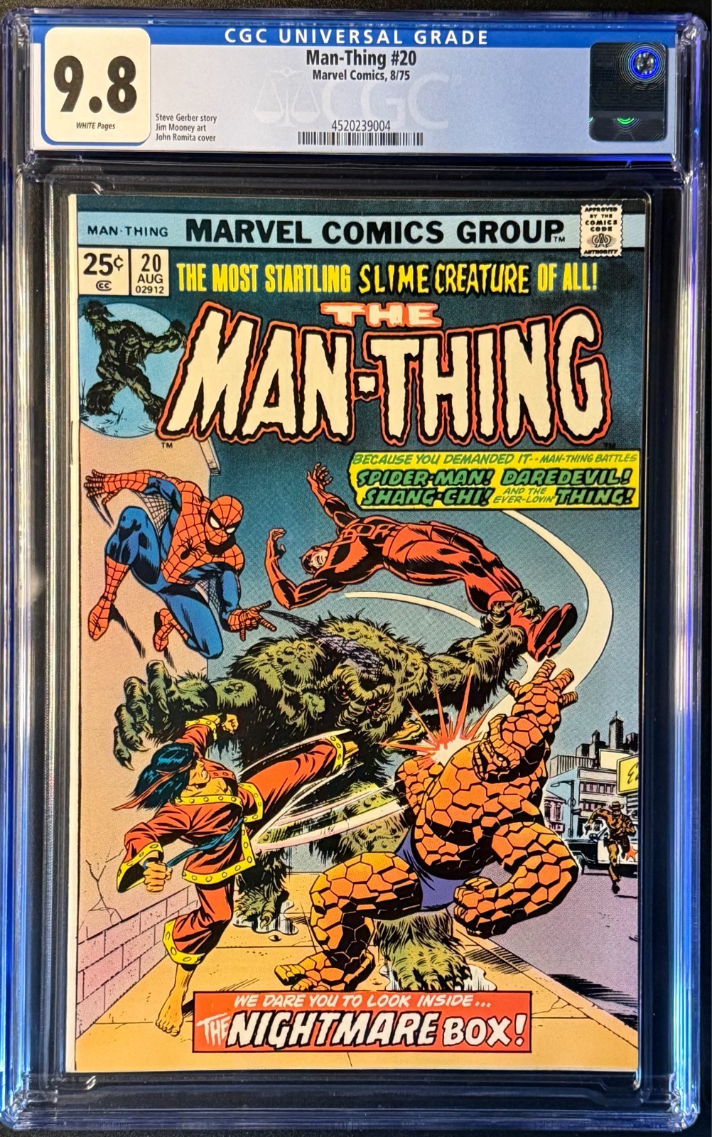 Man-Thing #20 (Marvel, 1975) CGC 9.8 WP Spider-Man, Daredevil, Shang-Chi & Thing Man-Thing #20 (Marvel, 1975) CGC 9.8 WP Spider-Man, Daredevil, Shang-Chi & Thing