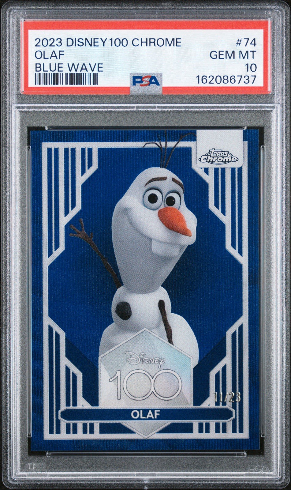 2023 Topps Chrome Disney Olaf Blue Wave Refractor #’d /23 PSA 10 Frozen 2023 Topps Chrome Disney Olaf Blue Wave Refractor #’d /23 PSA 10 Frozen