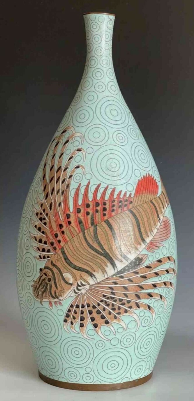 Large Fabienne Jouvin France Cloisonne Enamel Vase 19 Large Fabienne Jouvin France Cloisonne Enamel Vase 19