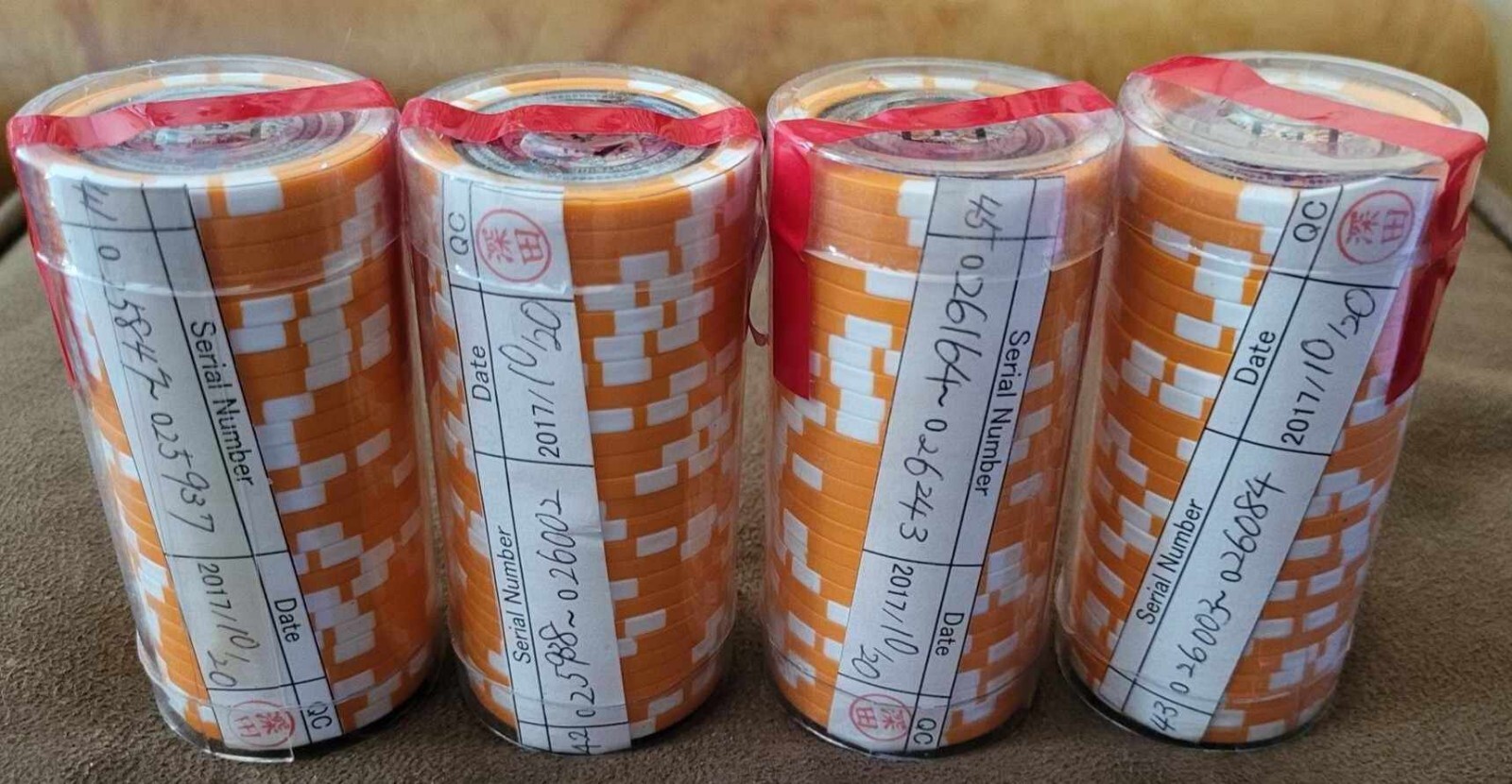 Large lot of Satori chips 4x ROLLS Bitcoin Like Casascius Lealana