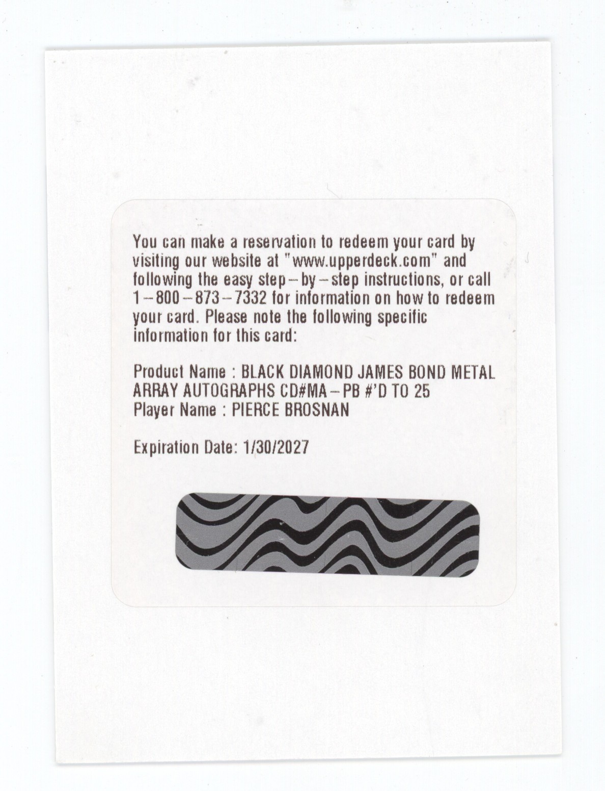Pierce Brosnan 2024 Upper Deck Black Diamond James Bond Metal Auto /25 Q1887 Pierce Brosnan 2024 Upper Deck Black Diamond James Bond Metal Auto /25 Q1887