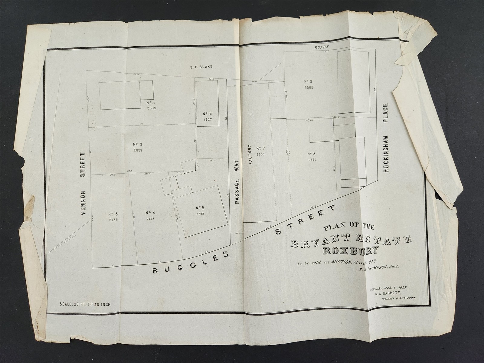 1857 antique MAP roxbury ma CHAS BAYLEY BRYANT ESTATE ruggles rockingham vernon 1857 antique MAP roxbury ma CHAS BAYLEY BRYANT ESTATE ruggles rockingham vernon