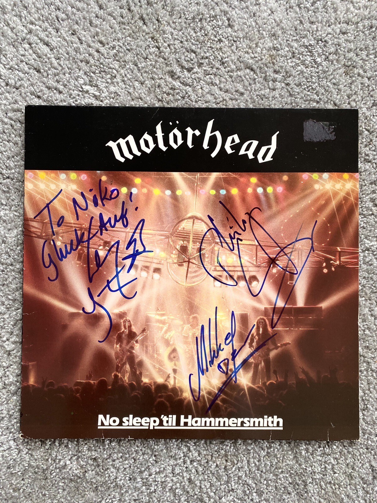 Motörhead Lemmy Kilmister Signed No Sleep’til Hammersmith Vinyl LP Autograph Motörhead Lemmy Kilmister Signed No Sleep’til Hammersmith Vinyl LP Autograph
