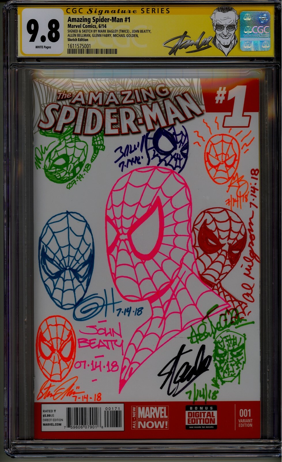AMAZING SPIDER-MAN 1 CGC SS 9.8 STAN LEE BAGLEY HORN  BEATTY BELLMAN LYDIC &MORE