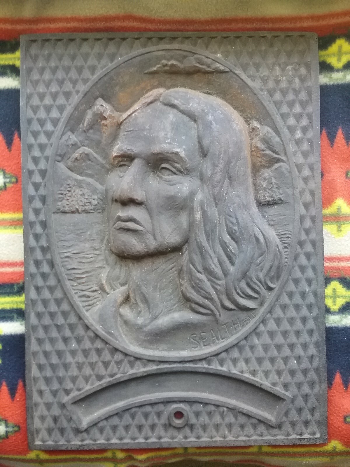 Antique Chief Seattle Native American Cast Iron Memorial Pioneer Square Statue Antique Chief Seattle Native American Cast Iron Memorial Pioneer Square Statue