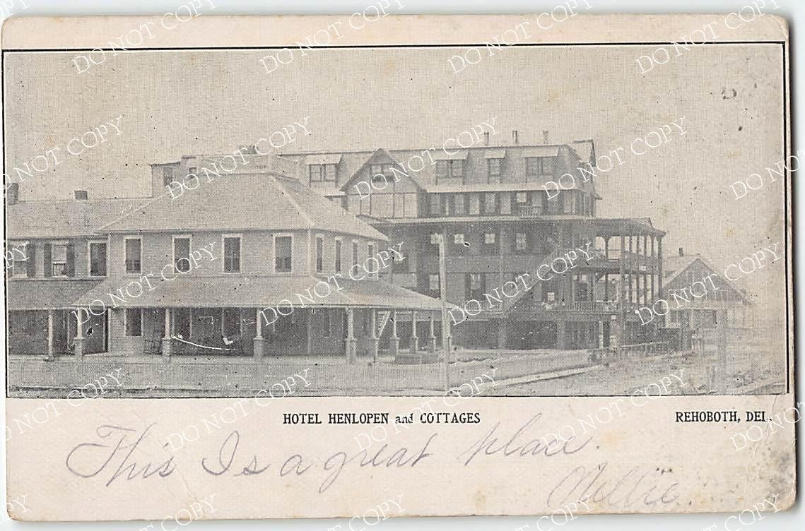 Hotel Henlopen, Rehoboth Beach, Delaware 1907 Scarce Antique Postcard Hotel Henlopen, Rehoboth Beach, Delaware 1907 Scarce Antique Postcard