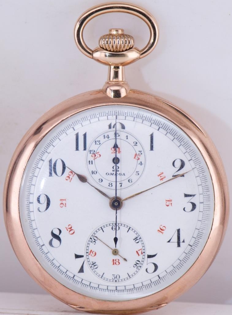 Antique 18k Gold Diamond Omega Chronograph Pocket Watch-Tsar Nicholas II Award Antique 18k Gold Diamond Omega Chronograph Pocket Watch-Tsar Nicholas II Award