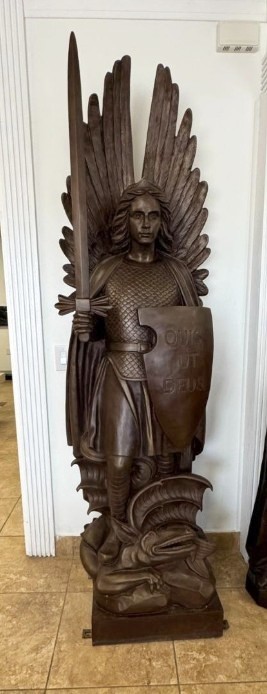 Pair of Bronze Church Angel Statues, 93 1/2