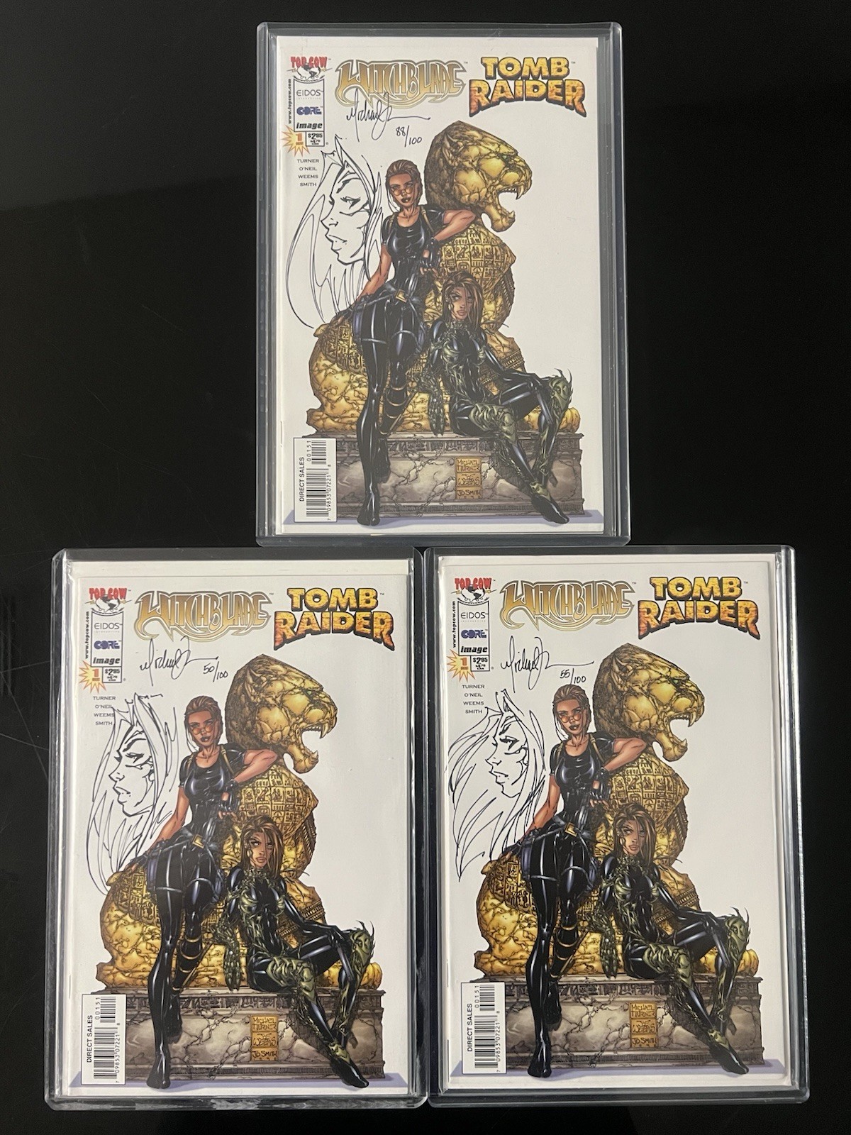 Witchblade Tomb Raider #1 Signed & Sketched w/ COA  50,55,88/100 Michael Turner