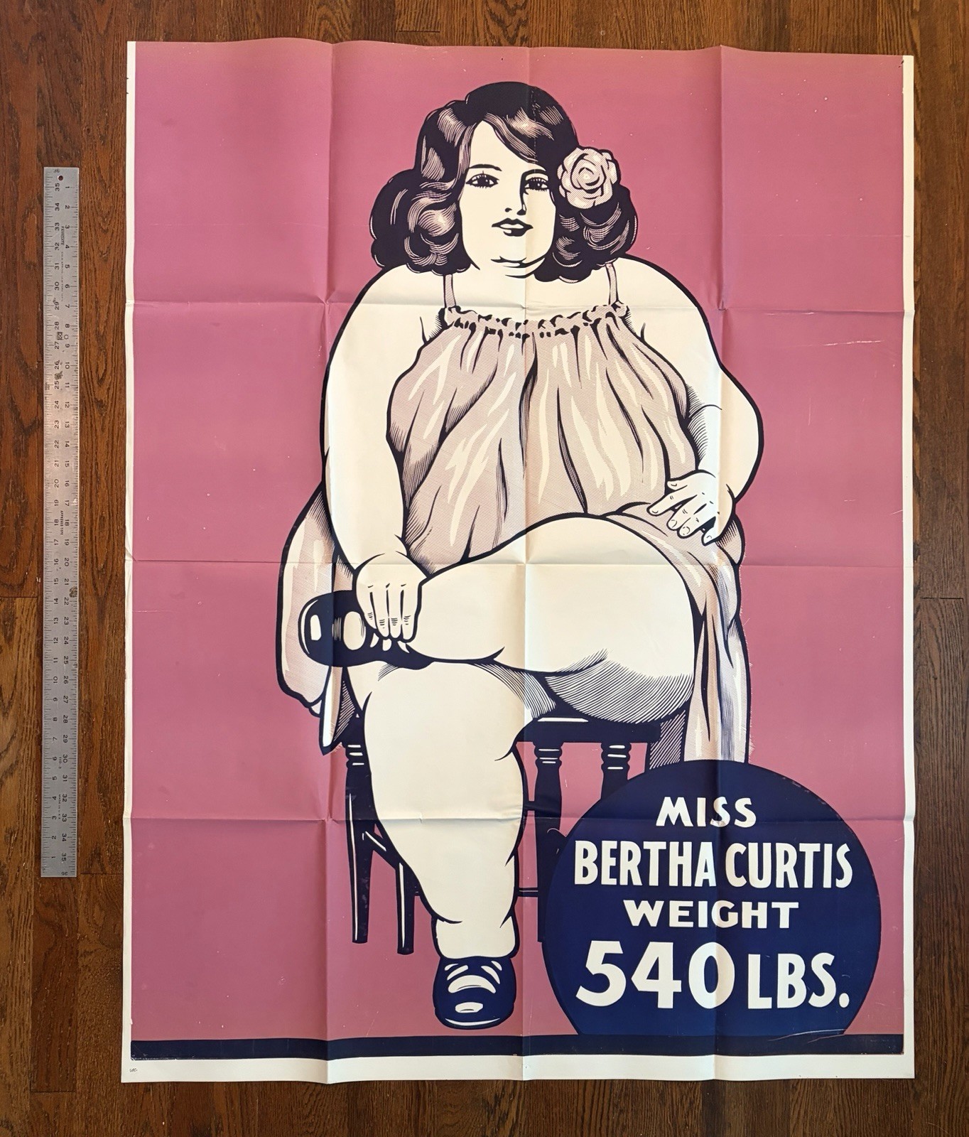 1930s Fat Lady Ripley's Sideshow Circus Screen Print Poster Original