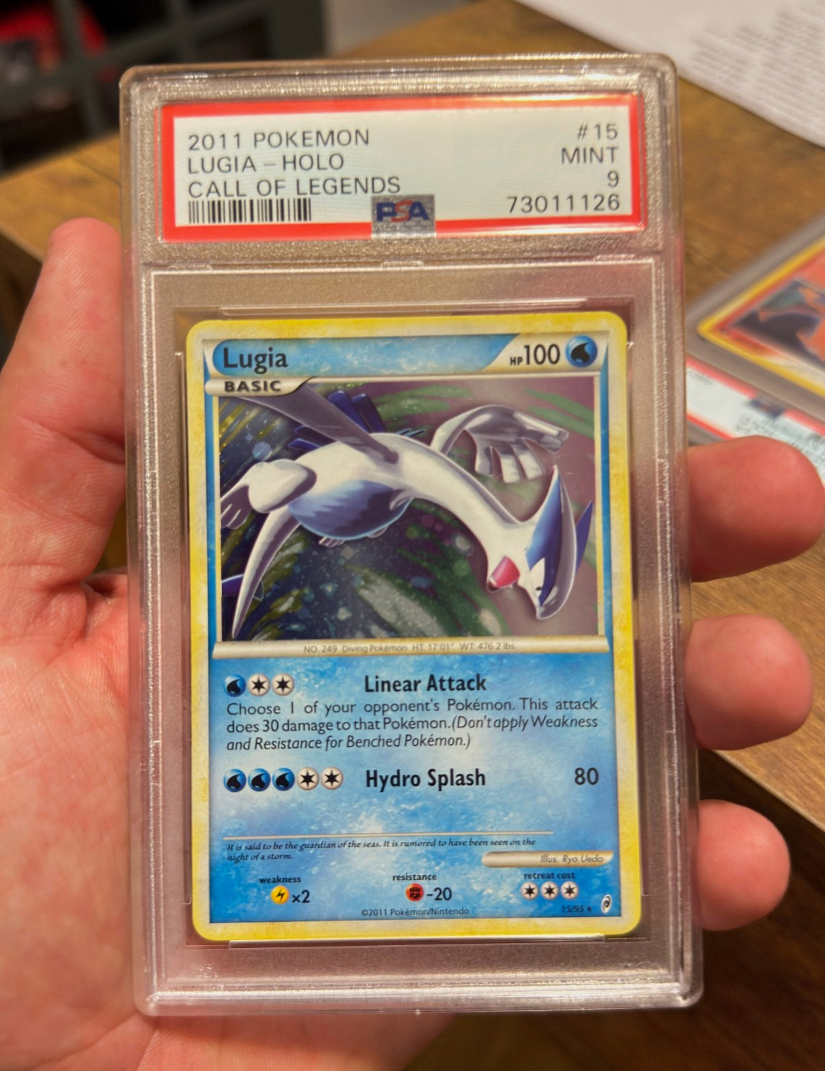 Pokémon 2011 Call of Legends Lugia Holo #15 PSA 9 Graded Cert 73011126