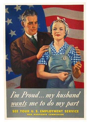 Original WWII Homefront Poster - I'm proud... my husband wants me to do my part Original WWII Homefront Poster - I'm proud... my husband wants me to do my part