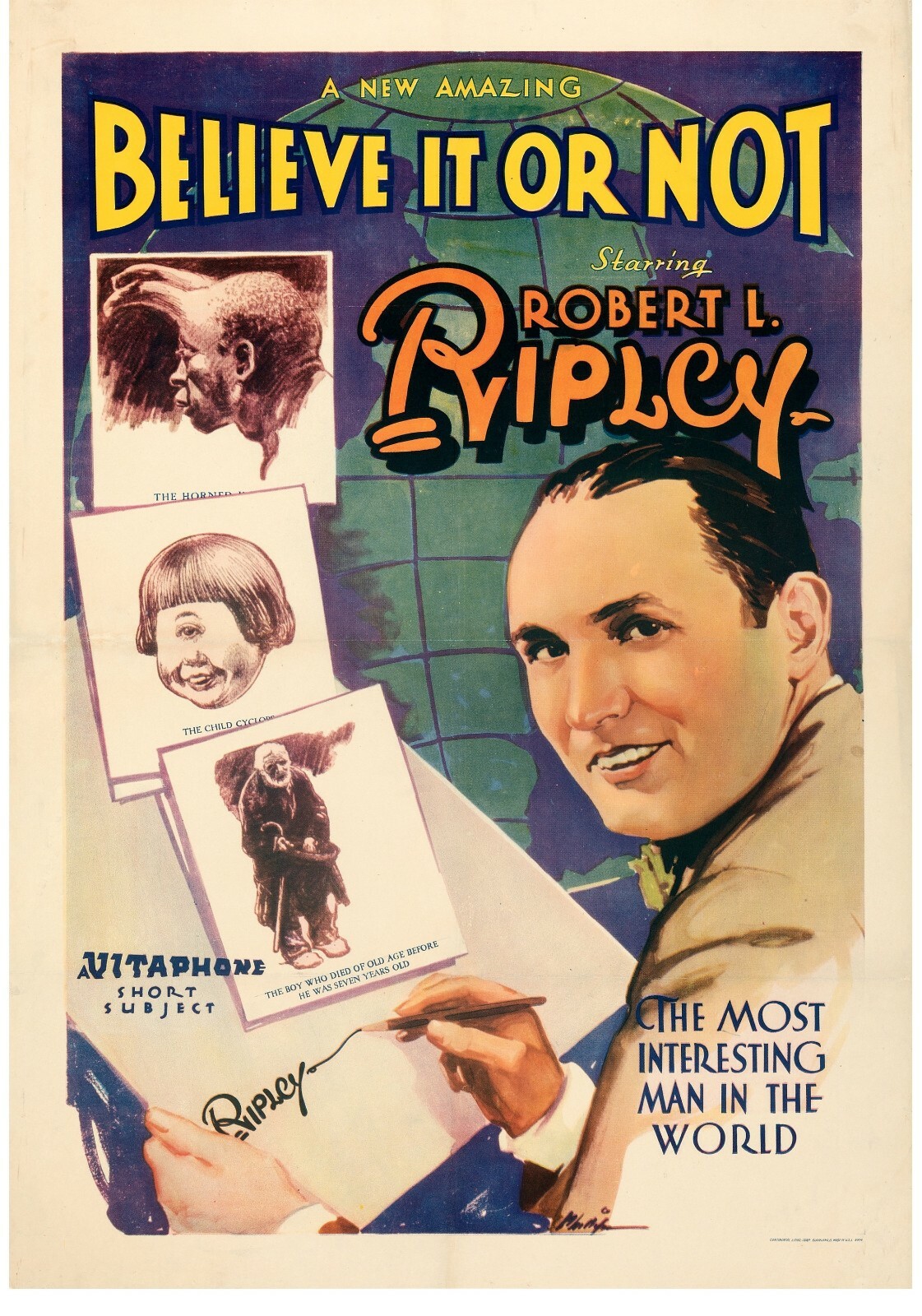 Poster Ripley's Believe It or Not 1930 Linen 27 Poster Ripley's Believe It or Not 1930 Linen 27