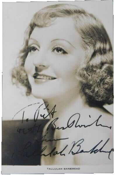 Tallulah Bankhead Signed Photo, 13x8cm, Black & White, Pen Autograph