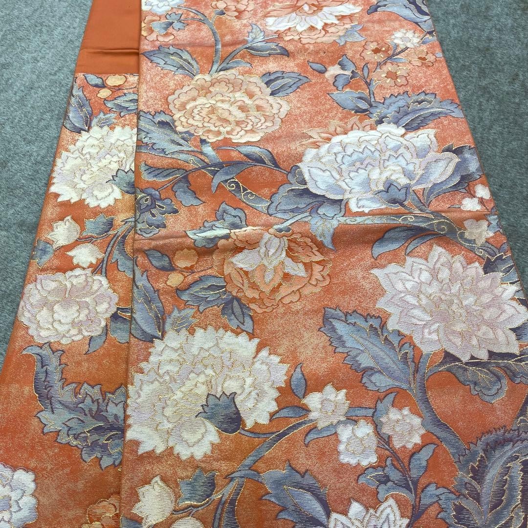New, unmade item, Nishijin woven fabric, six bags, obi, luminous flowering New, unmade item, Nishijin woven fabric, six bags, obi, luminous flowering