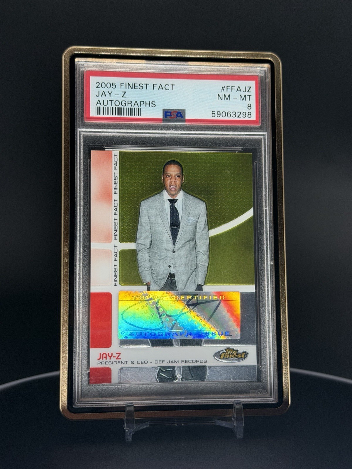 Topps 2005 Finest Fact Autographed Jay-Z Trading Card PSA 8 FFAJZ Topps 2005 Finest Fact Autographed Jay-Z Trading Card PSA 8 FFAJZ