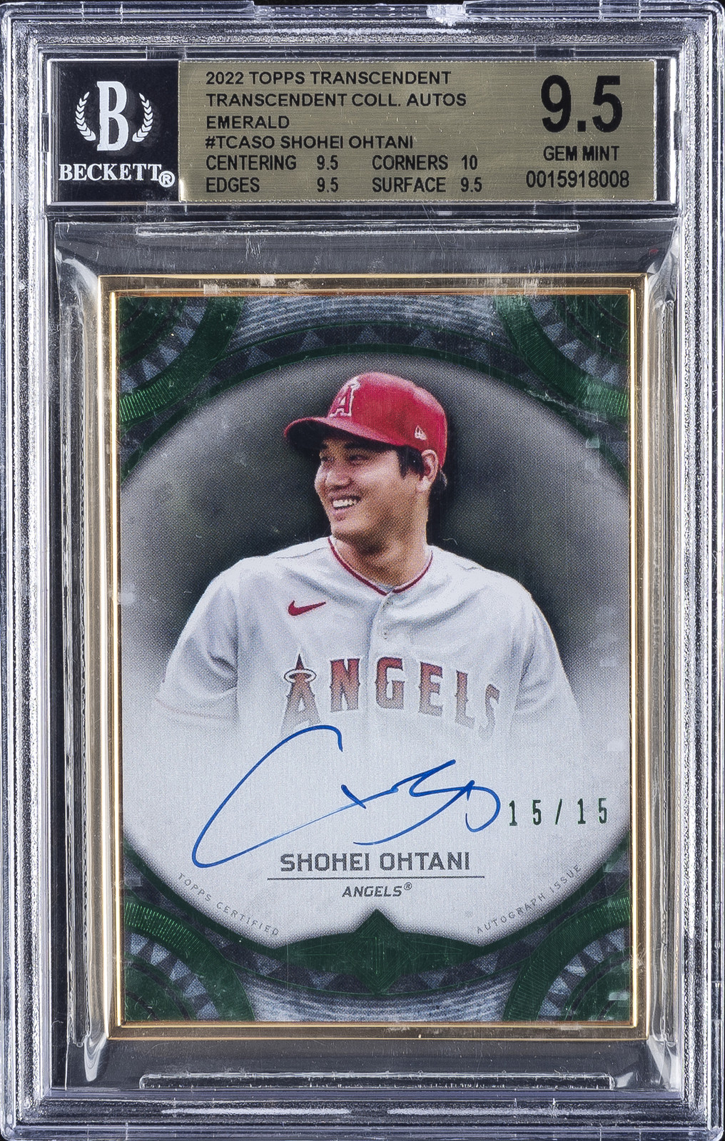 2022 TRANSCENDENT COLLECTION AUTOS EMERALD SHOHEI OHTANI BGS 9.5