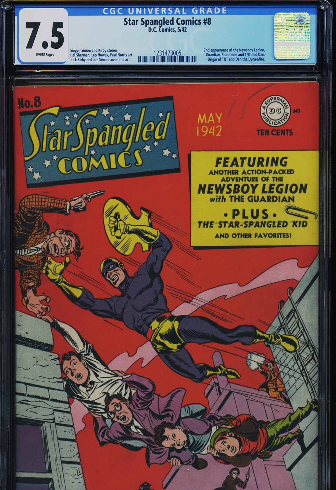 STAR SPANGLED COMICS #8 - CGC-7.5, WP - 2nd Newboy Legion & Guardian - Kirby