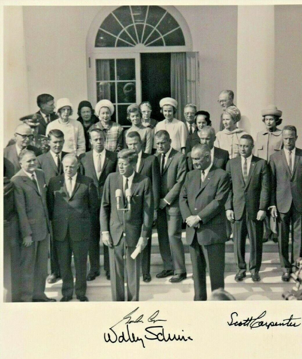 Mercury Astronauts Carpenter, Cooper, & Schirra Signed White House Photograph
