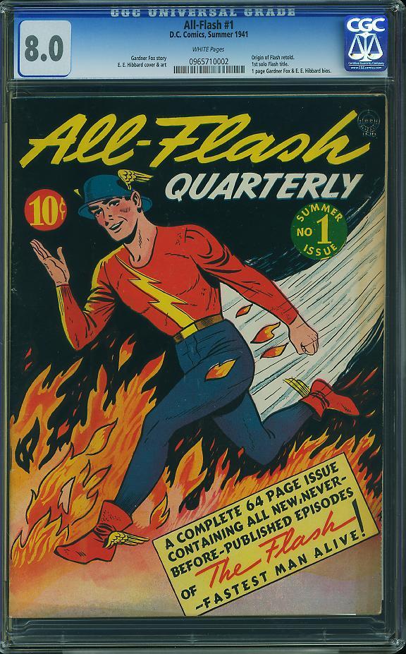 All Flash #1 CGC 8.0 DC 1941 WHITE pages Origin Golden Age Classic D6 962 cm All Flash #1 CGC 8.0 DC 1941 WHITE pages Origin Golden Age Classic D6 962 cm