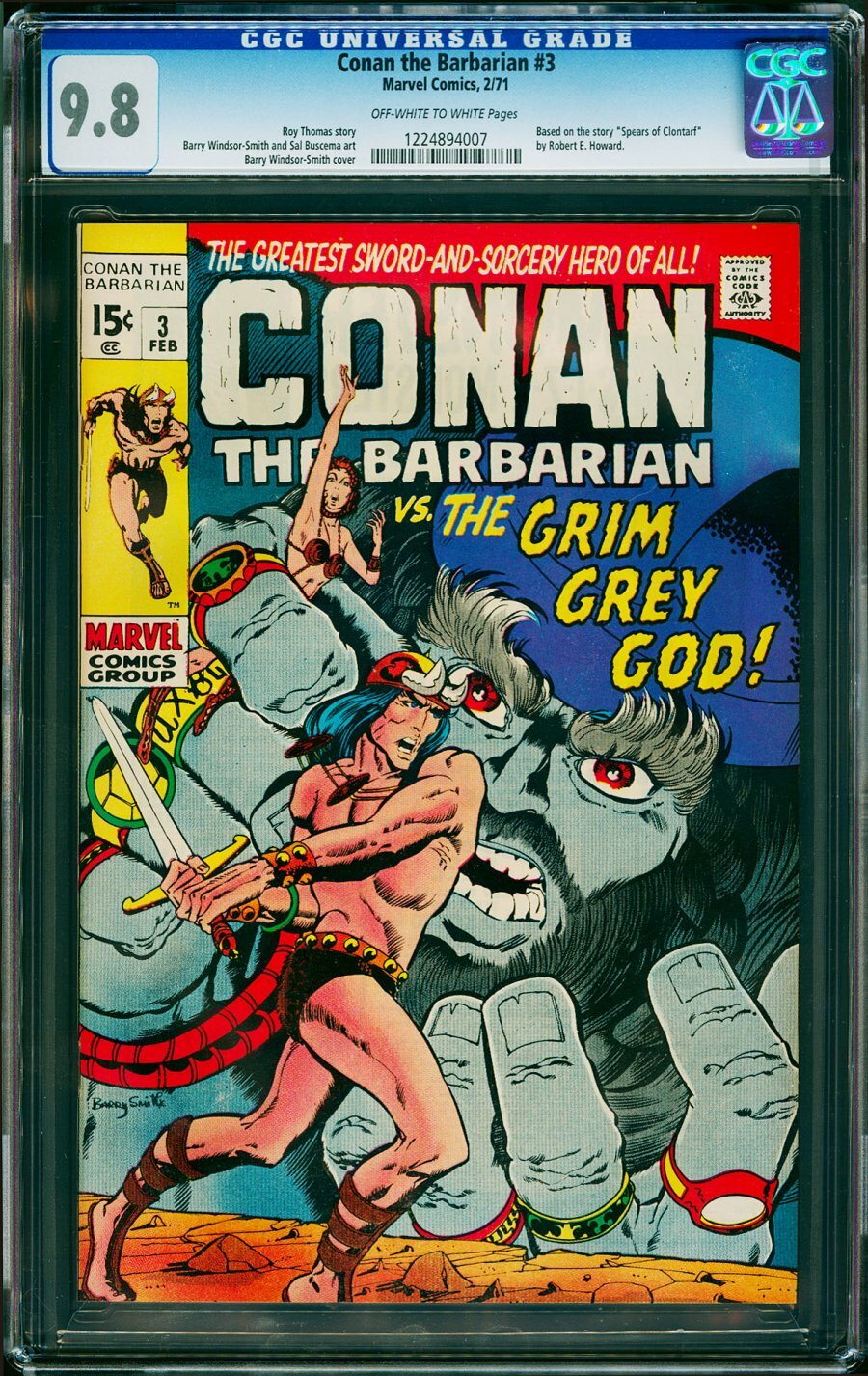 Conan the Barbarian #3 CGC 9.8 Marvel 1971 Rare High Grade M4 127 cm