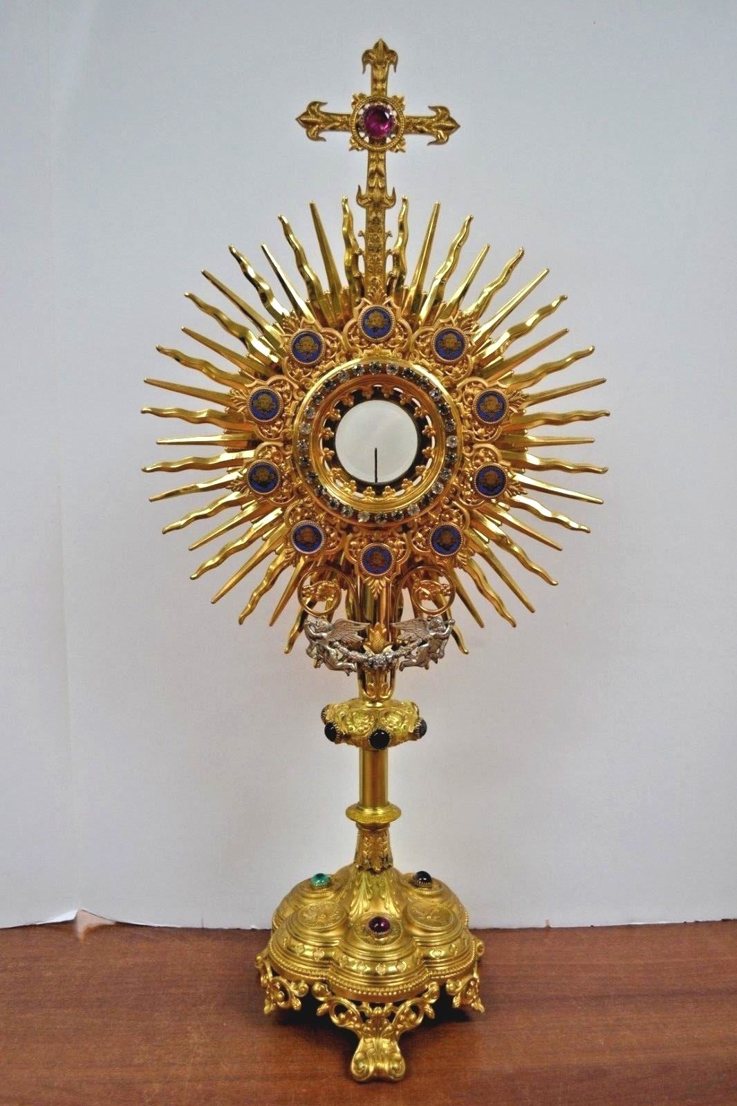 Nice Older Traditional Enameled Monstrance - 25 3/4 Nice Older Traditional Enameled Monstrance - 25 3/4