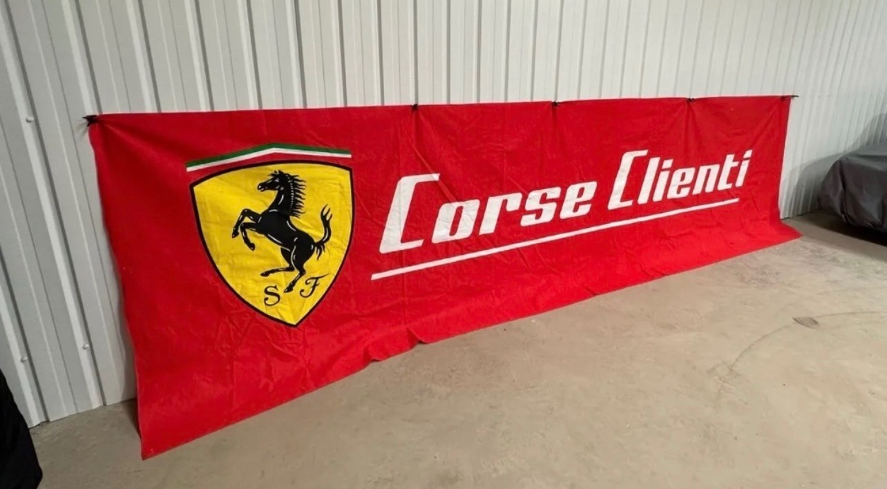 RARE 2000’s FERRARI RACING TRACK BANNER CORSE CLIENTI DEALERSHIP GARAGE SIGN